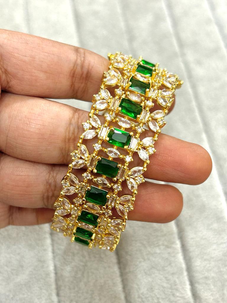 Diamond and emerald on sale bangles