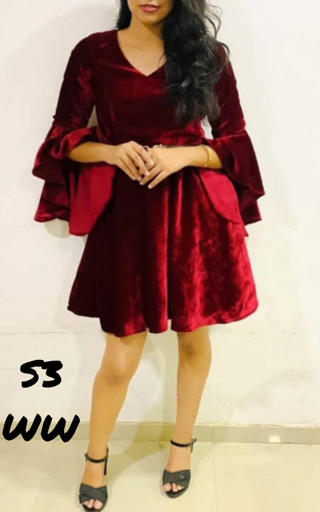 Velvet short frock on sale design