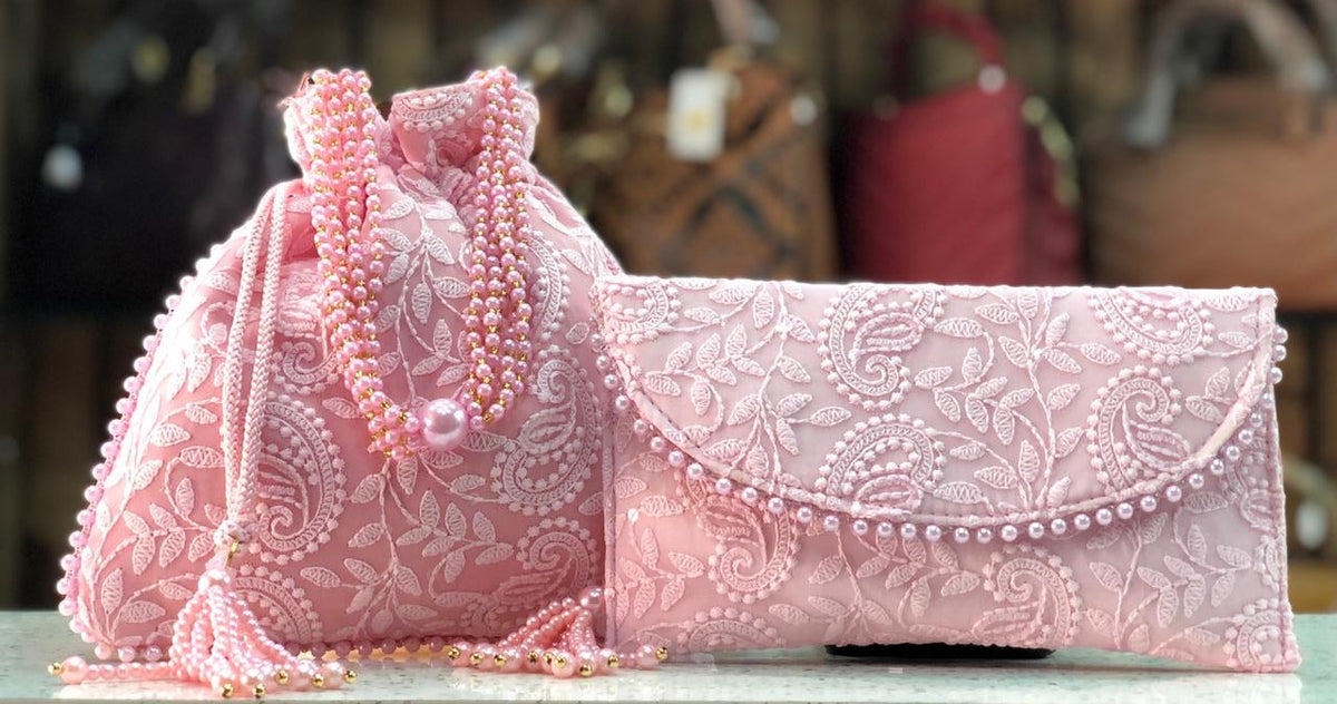 Pink sales clutch bag