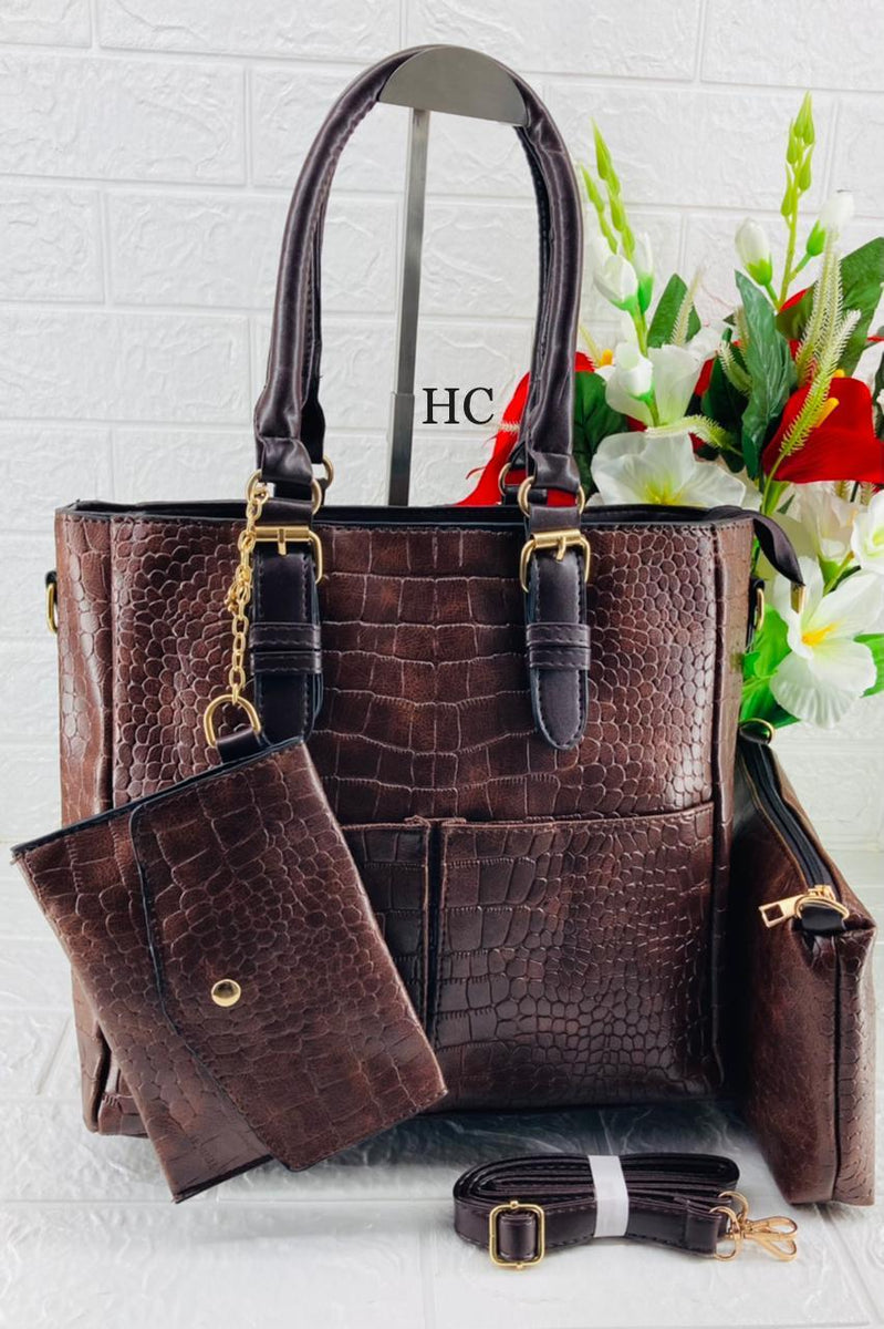 Crocodile Embossed Bag Genuine Leather Tote Bag Leather Work 