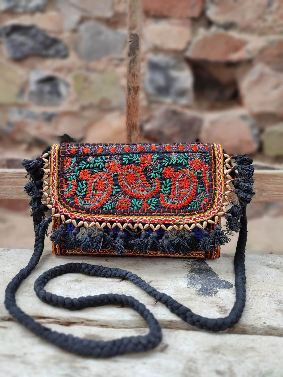 Handmade Banjara Embroidery Patch Sling Crossbody Bag