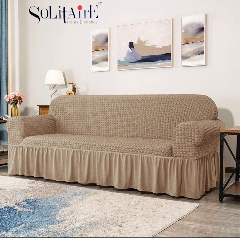 LIGHT BROWN SOLITAIRE SOFA COVER SET FOR HOME FURNISHING