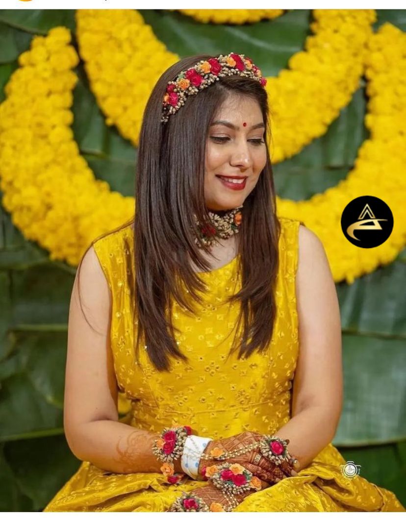 Deepika , Stunning Bride flaunting Haldi customised floral