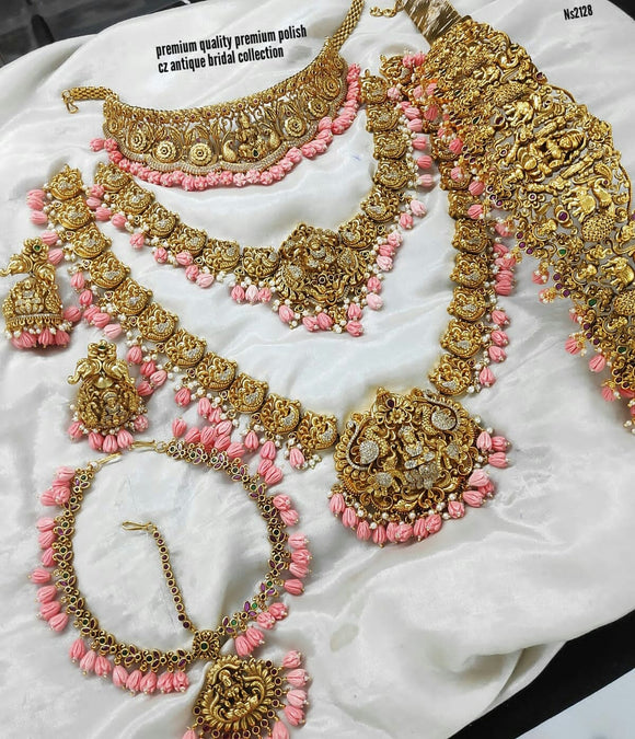 Mandakini , Matte Gold Finish Bridal Jewellery Set for Women -SAY001BSA