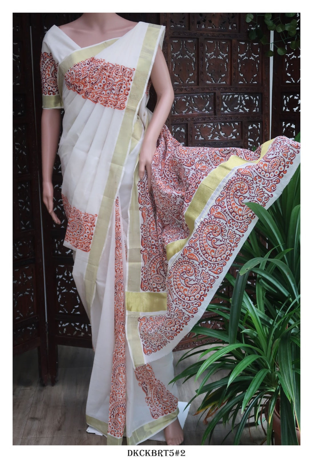 Ethnic Handlooms Mul Cotton Saree with Kalamkari Print Blouse