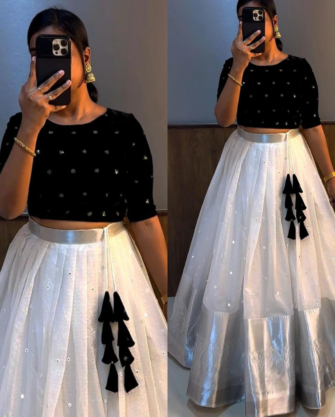 Black and white lengha hotsell