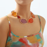 Malala , Multicolor transparent onyx crystal necklace in gold plated for women -JAY001SN