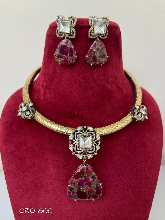 Rosy , elegant Designer Necklace set for women -SANDY001R