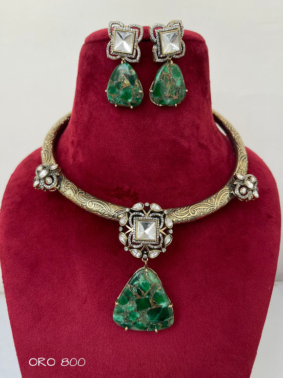 Greenie , elegant Designer Necklace set for women -SANDY001G