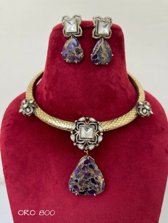 Blessy , elegant Designer Necklace set for women -SANDY001BL