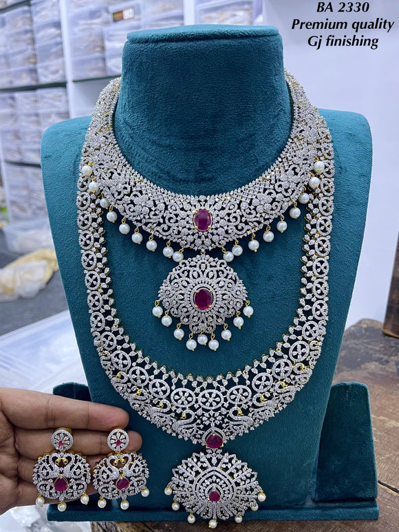 Jayalakshmi ,elegant Premium Quality Gold Jewellery Finish Diamond Bridal Necklace Set for Women -SHAKI001DJSC