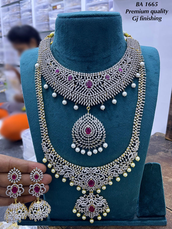 Vijayashree ,elegant Premium Quality Gold Jewellery Finish Diamond Bridal Necklace Set for Women -SHAKI001DJSB