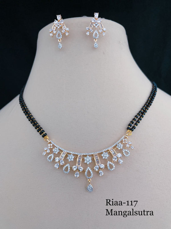 Ashtami , elegant  Gold Finish Black Beads Diamond Mangalsutra For women -SANDY001MSD