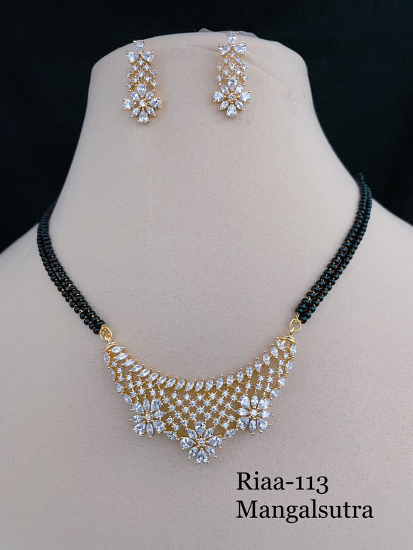 Sukanya, elegant  Gold Finish Black Beads Diamond Mangalsutra For women -SANDY001MSE
