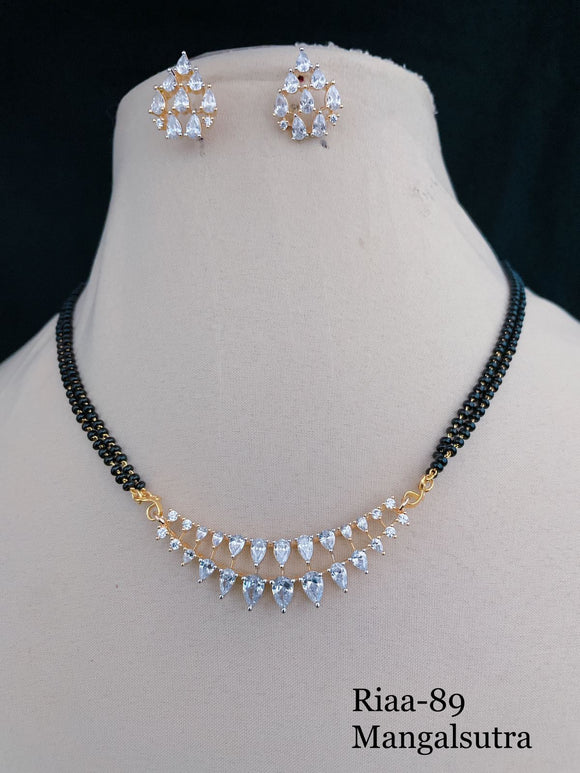 Anupama, elegant  Gold Finish Black Beads Diamond Mangal sutra For women -SANDY001MSH