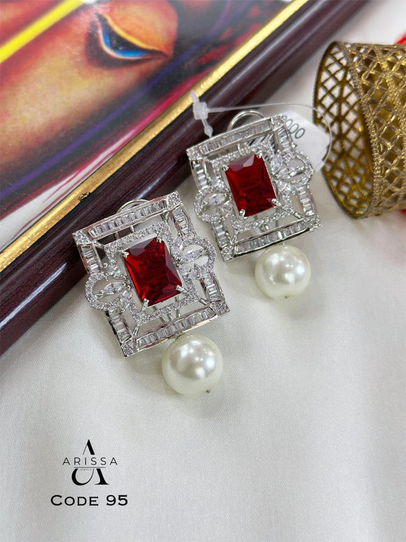 Miya, elegant white finish Diamond Earrings with Pearl for women -MOE001PE