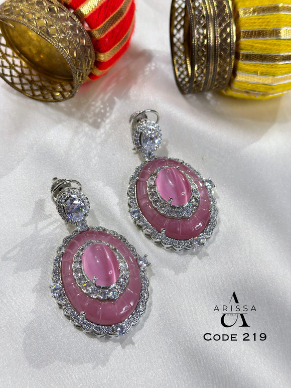 Pink Beauty , elegant Pink stone earrings for women -MOE001EWB