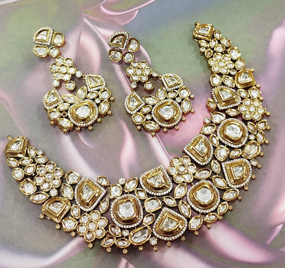 Moushumi, Polki Kundan Bridal Necklace Set for women -MUSK001PK