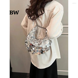 Silver Premium Quality Sequins studded sling Bag for women -KJF001SS