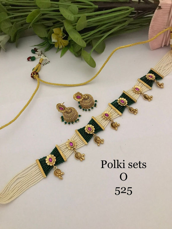 Manali , elegant Polki Kundan Necklace Set for women -RITU001PNSA