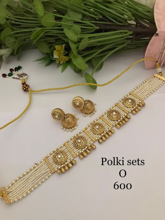 Garima , elegant Polki Kundan Necklace Set for women -RITU001PNSB