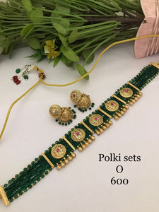 Harini , elegant Polki Kundan Necklace Set for women -RITU001PNSC