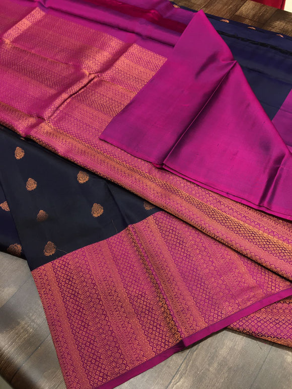 KANCHIPURAM HANDLOOM  SILK SAREES WITH RICH PALLU WITH BLOUSE-SACHI001KSSA