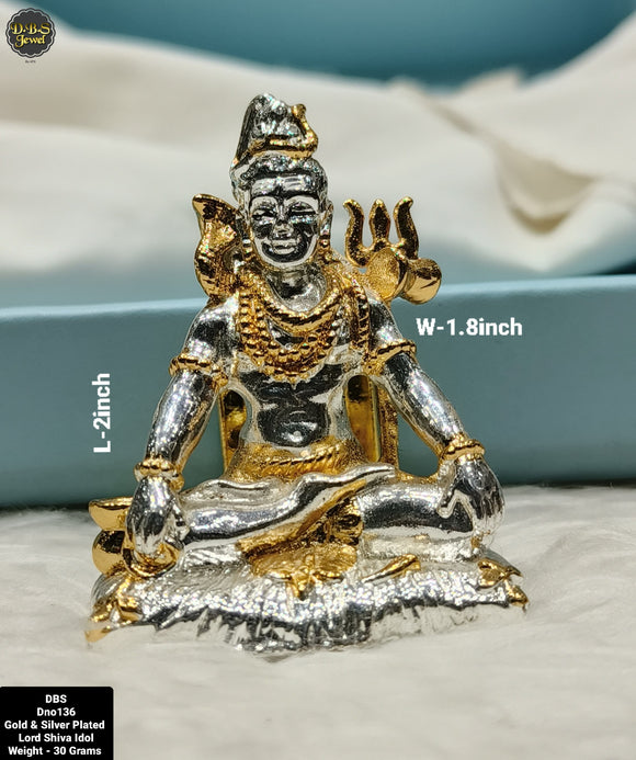 Shiv Mahima , Gold & Silver Plated Lord Shiva Idol -ANUB001SI