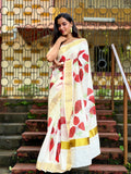 Dwara cotton printed saree for women Onam 2024 speical -SAHE001OP