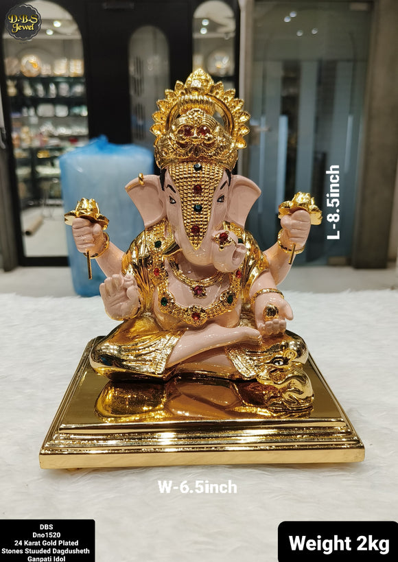 Big Size 24 Kt Gold Plated Dagdu Sheth Ganesha idol-ANUB001DB