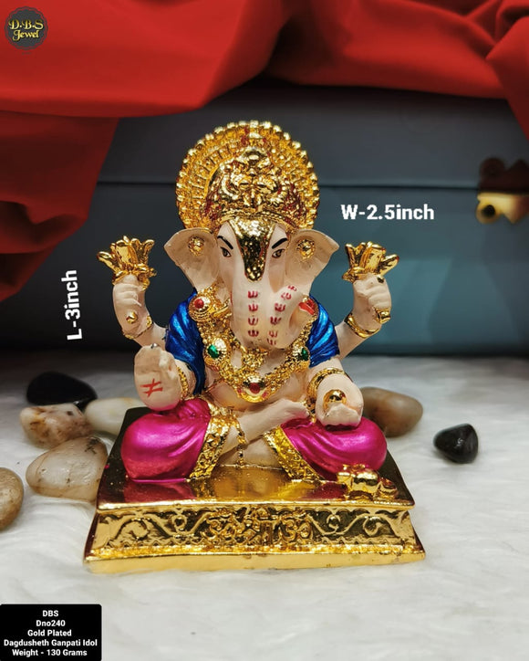 Gold plated Dagdu Sheth Ganesha idol-ANUB001DS