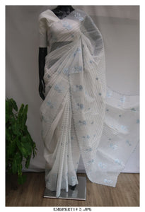 Gracy , Beautiful Embroidered Munga Kota Saree with Blouse -KIA001MKS