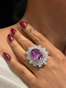 Amethyst Beauty , New Arrival&nbsp; Sparkling Platinum Finish Diamond adjustable Ring for Women -SANDY001AR