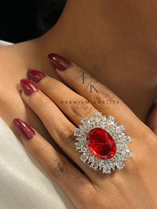 Ruby Beauty , New Arrival  Sparkling Platinum Finish Diamond adjustable Ring for Women -SANDY001RR