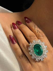 Jade Green Beauty , New Arrival Sparkling Platinum Finish Diamond adjustable Ring for Women -SANDY001JG