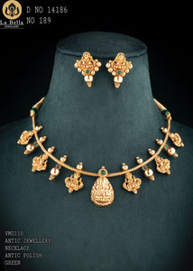 Soubagya , elegant Gold Thread Design Necklace set in matte Gold finish for women -LR001GT