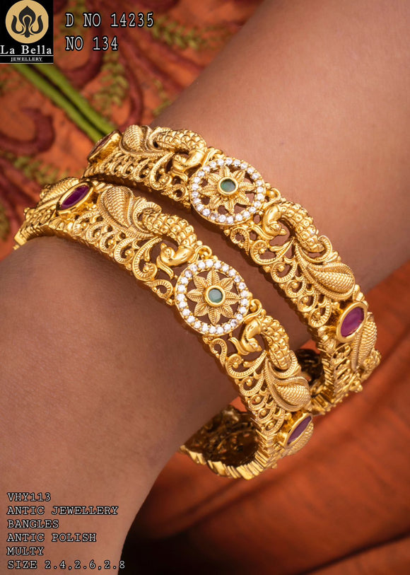 Nirmala , elegant Antique Finish Peacock Design Bangles for women -LR001BMF