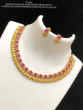 Abilasha Pink, elegant Matt Gold Finish Necklace Set with Pink stones for women -SHAKI001MGP