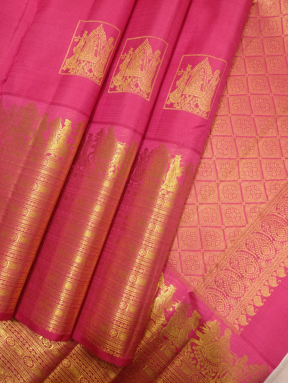 Gajri Pink Kanjivaram Silks in Classical colour combination with Golden Zari -SACH001GP