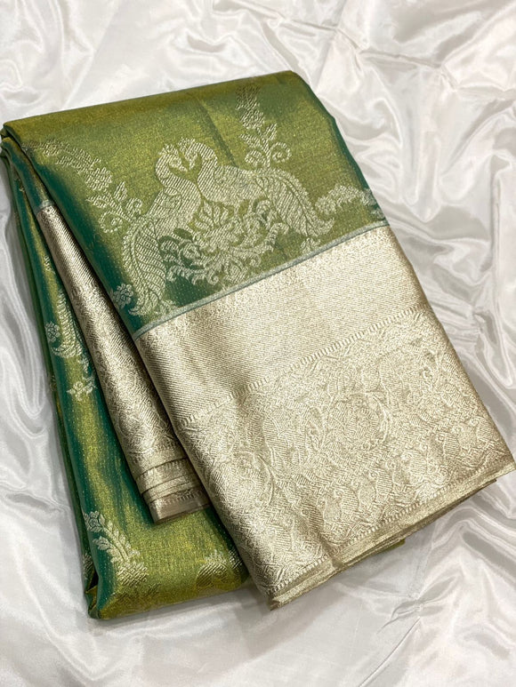 Priyanka , elegant Green shade Kanjeevaram Silk Saree for women -SACHI001KSG