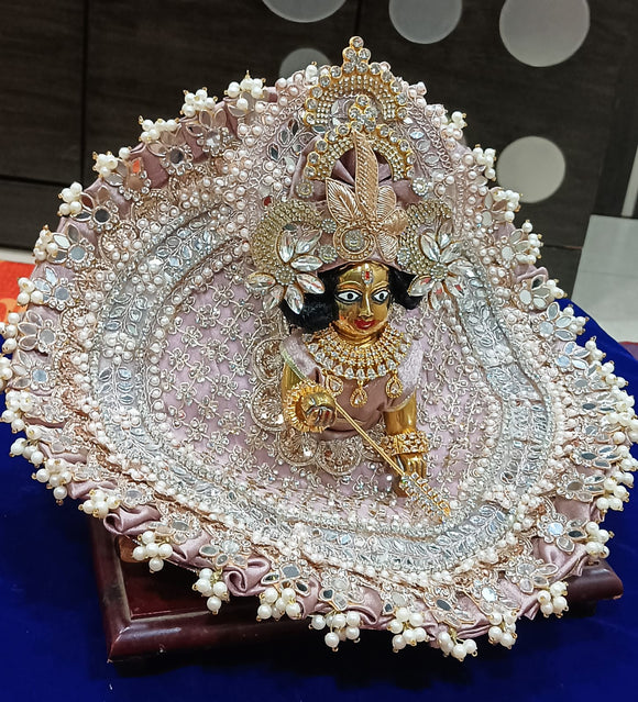 Ajanma , Beautiful Blue shade Poshak with Morpankh Design Mukut for Laddu Gopal -BRIJ001LGBL (Copy)