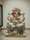 Jai Ganesh in Marble , Beautiful Marble Carved Statue of Lord Ganesha -NUPUR001JG