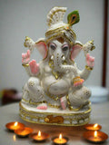 Pagdi Ganesha in Marble , Beautiful Marble Carved Statue of Lord Ganesha -NUPUR001PG