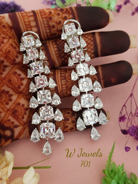 Pallavi , elegant White Dangling Diamond Earrings for women -RADHE001DE