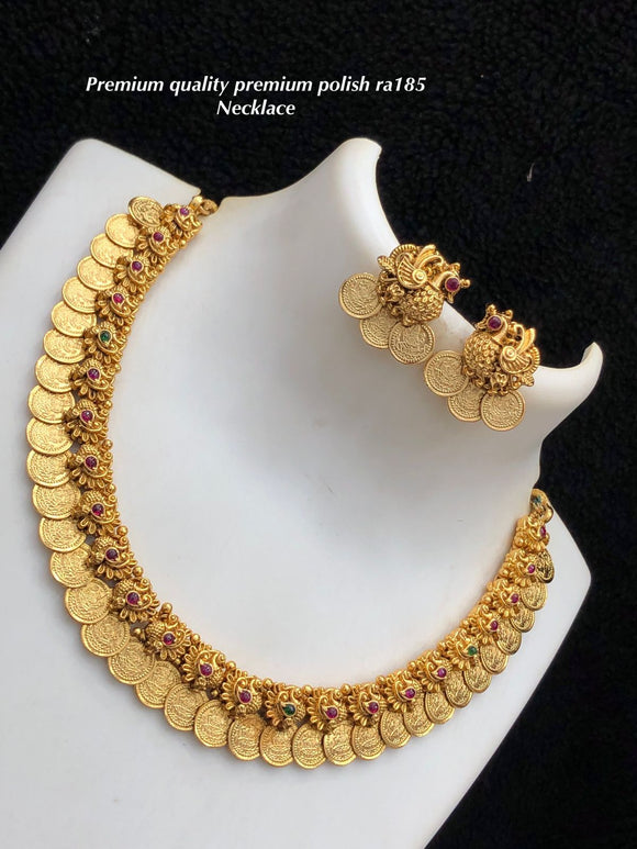 Rashmika , elegant Matt Gold Finish Kashu /Coin Necklace Set for women -SHAKI001CNA