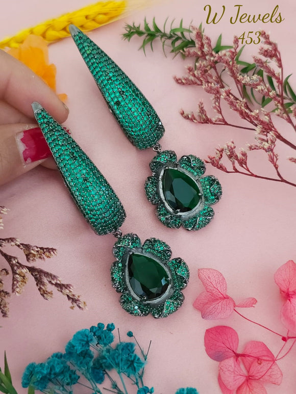 Kareena ,Green Stone studded Dangling earrings for women -SONAM001G