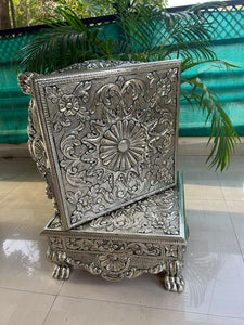 Hand crafted Antique Finish German Silver Chowkis /Puja Seater for Wedding /Pujas-ANUB001PS