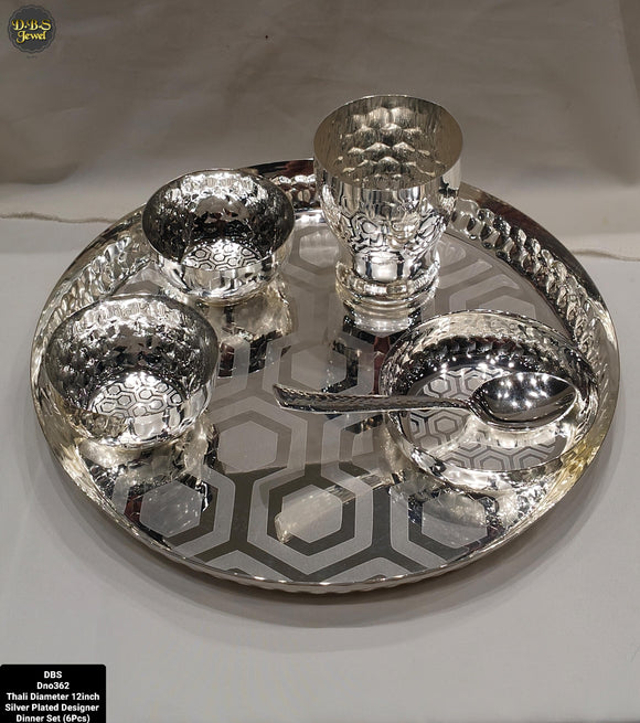 Anupama , Silver Plated Designer Dinner Set (6Pcs)-ANUB001DS