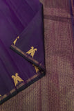 Brinda, Purple Shade Pure kanchipuram silk saree handwoven with 2 g pure jari traditional pattern-SACHI001PS