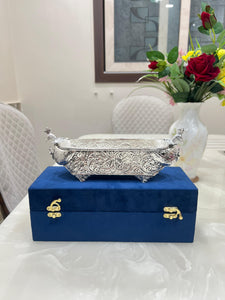 German silver exclusive hand engraved peacock platter with premium velvet box packing-LR001SS